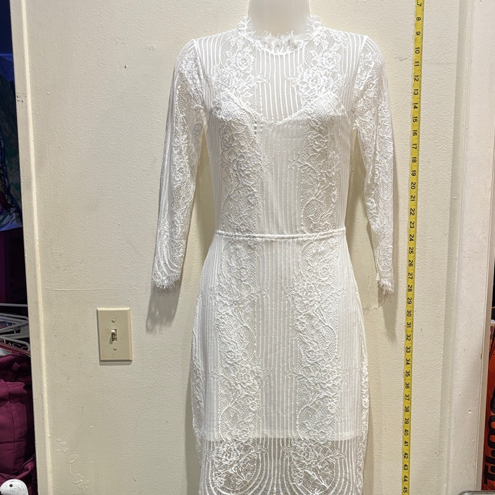 For Love And Lemons White Lace Long Sleeve Dress